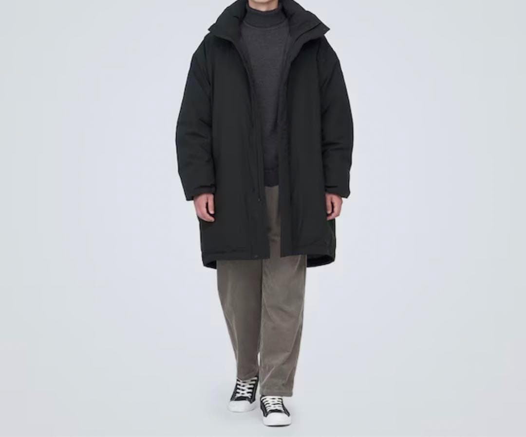 無印 撥水スタンドカラーダウンコート ブラック 黒 M モンスター