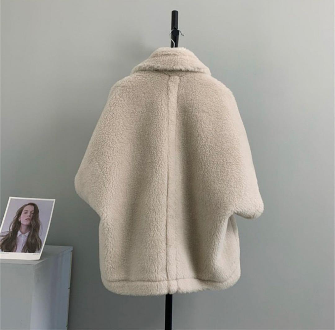 新品】ベージュ ウール混合 テディベアコート マックスマーラ風