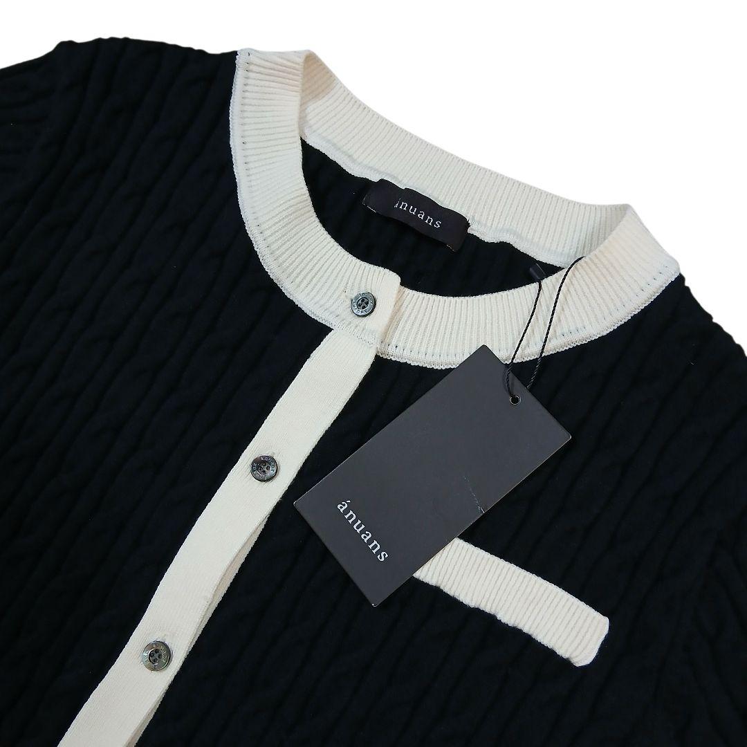新品タグ付】anuans リトルケーブルニットカーディガン ブラック