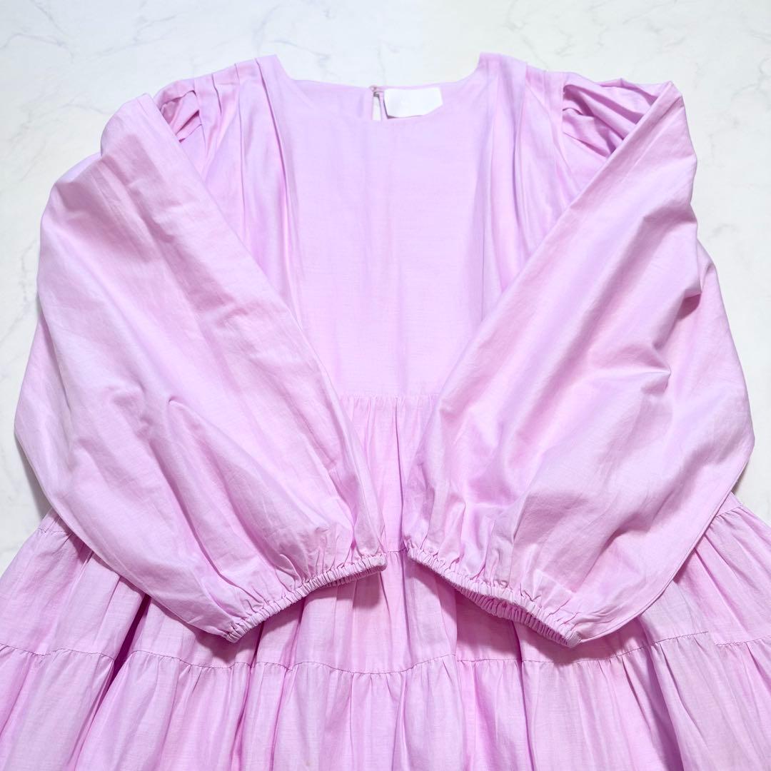 23SS✨マーレット ARBOR ティアードワンピ ピマコットン ピンク XS