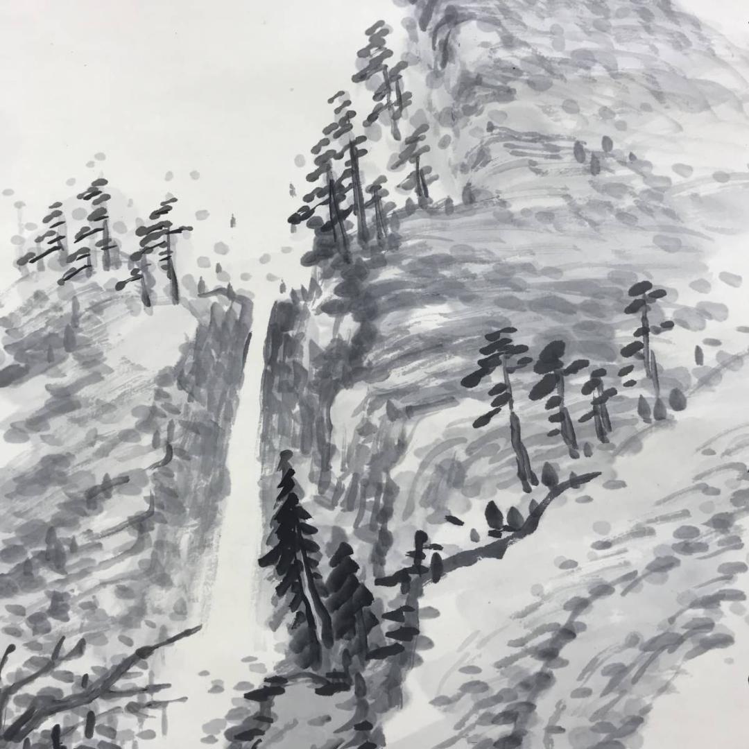 真作/福田浩湖/幽渓飛泉画賛/滝図/山水図/掛軸/名家伝来/