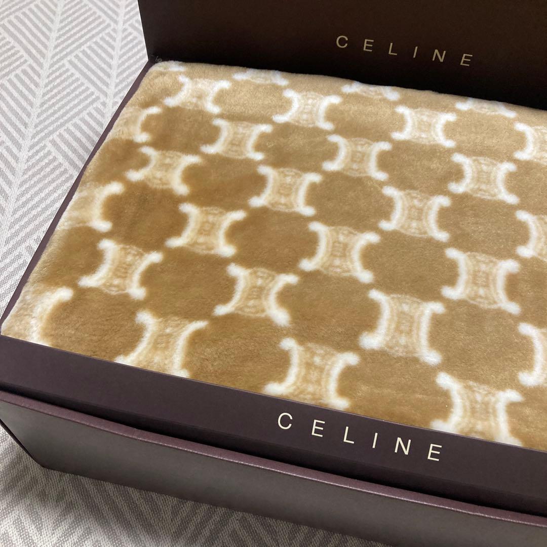 CELINEセリーヌ マカダム柄 アクリルニューマイヤー毛布.肉厚☆新品お