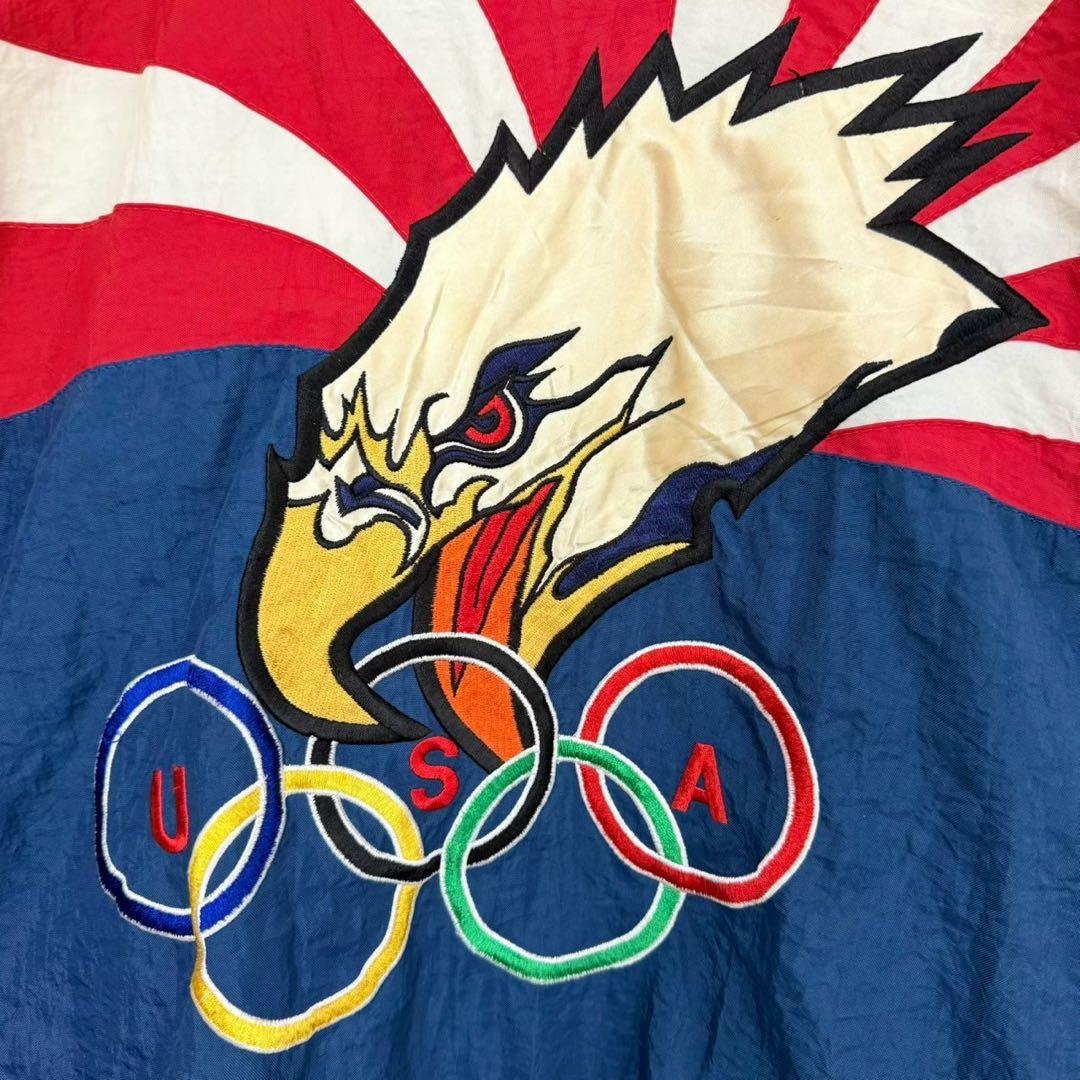 希少 90s USA オリンピック ナイロンジャケット イーグル刺繍 S35b