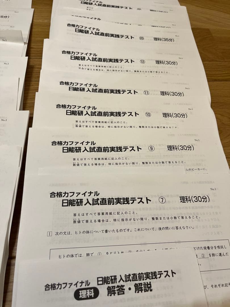 2023 最新版 日能研 6年 合格力ファイナル 入試直前実践テスト - メルカリ