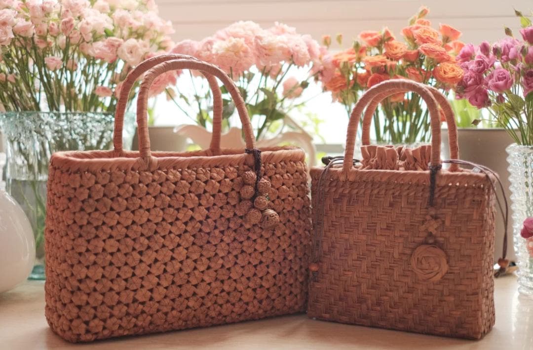 期間限定】山葡萄 かごバッグ 網代編み 職人手編み 籠 内布付 専属