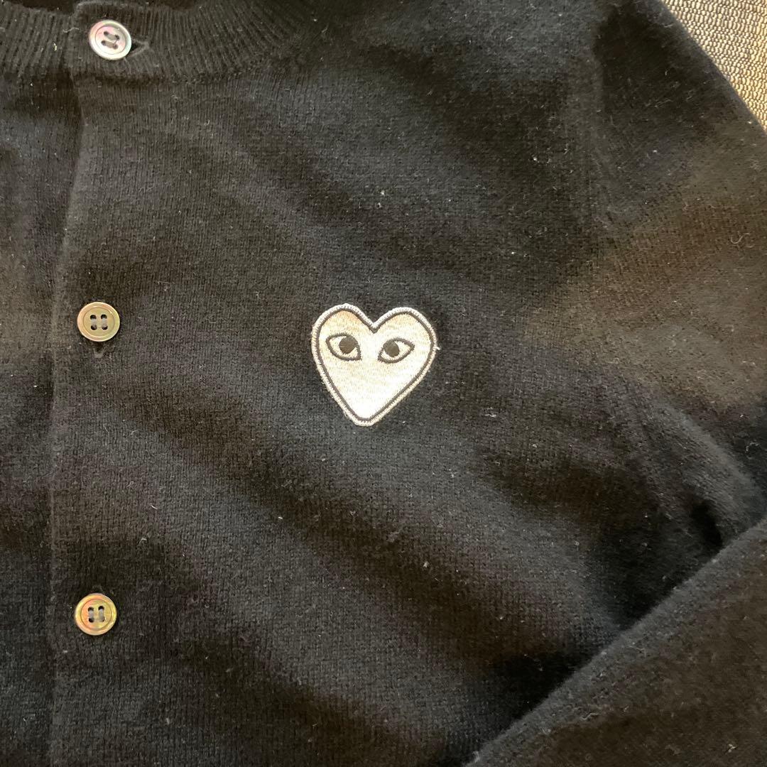 PLAY コムデギャルソン ニットカーディガン L パート刺繍ブラック