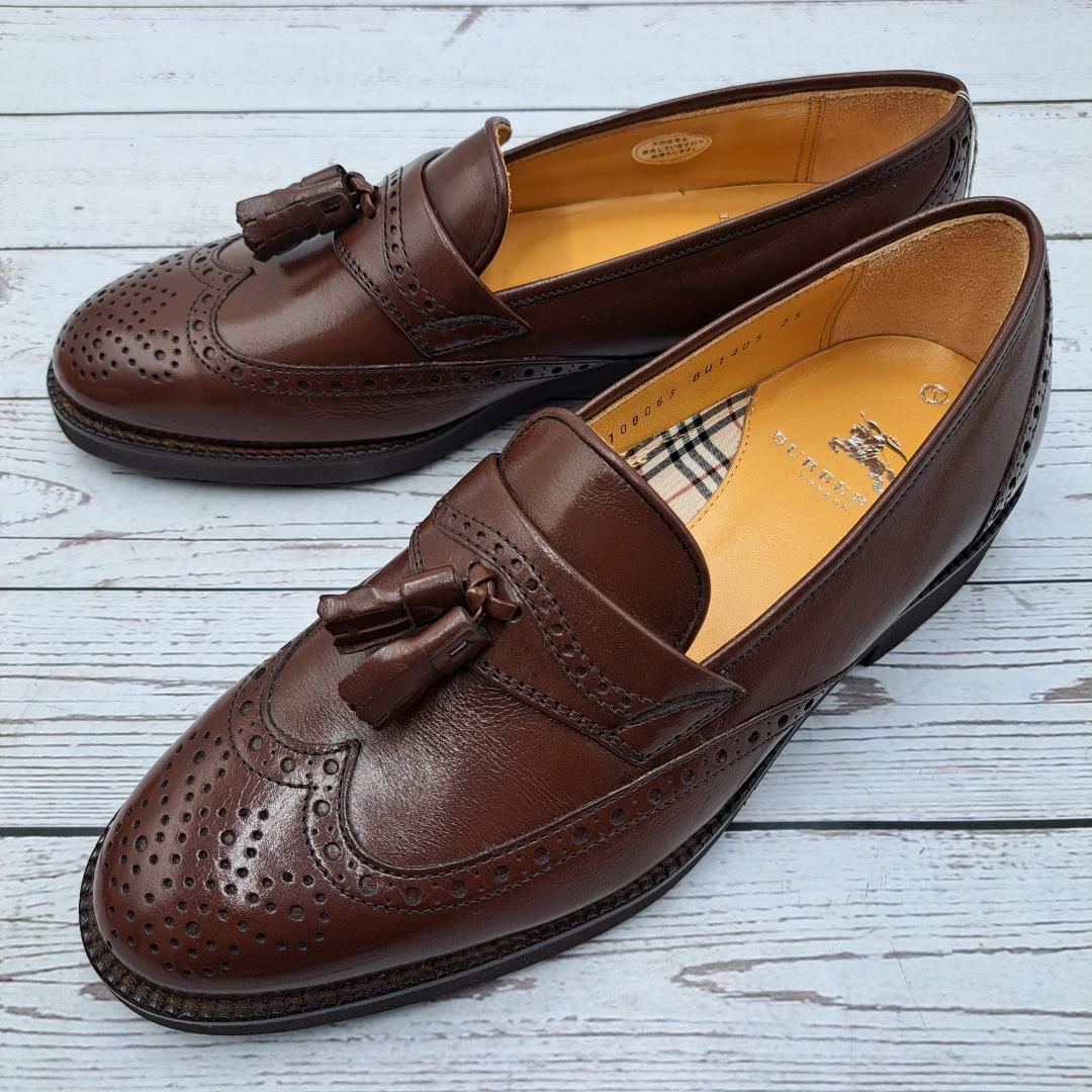 未使用 BURBERRY バーバリー 25 タッセルローファー ウイングチップ