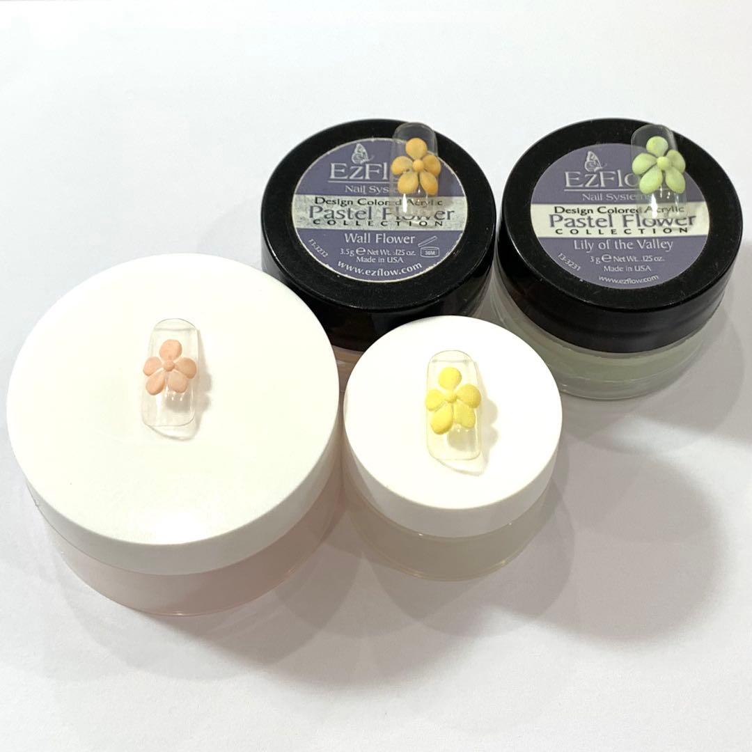 ネイル用品スカルプ アクリルパウダー カラーパウダー 4色 EzFlow