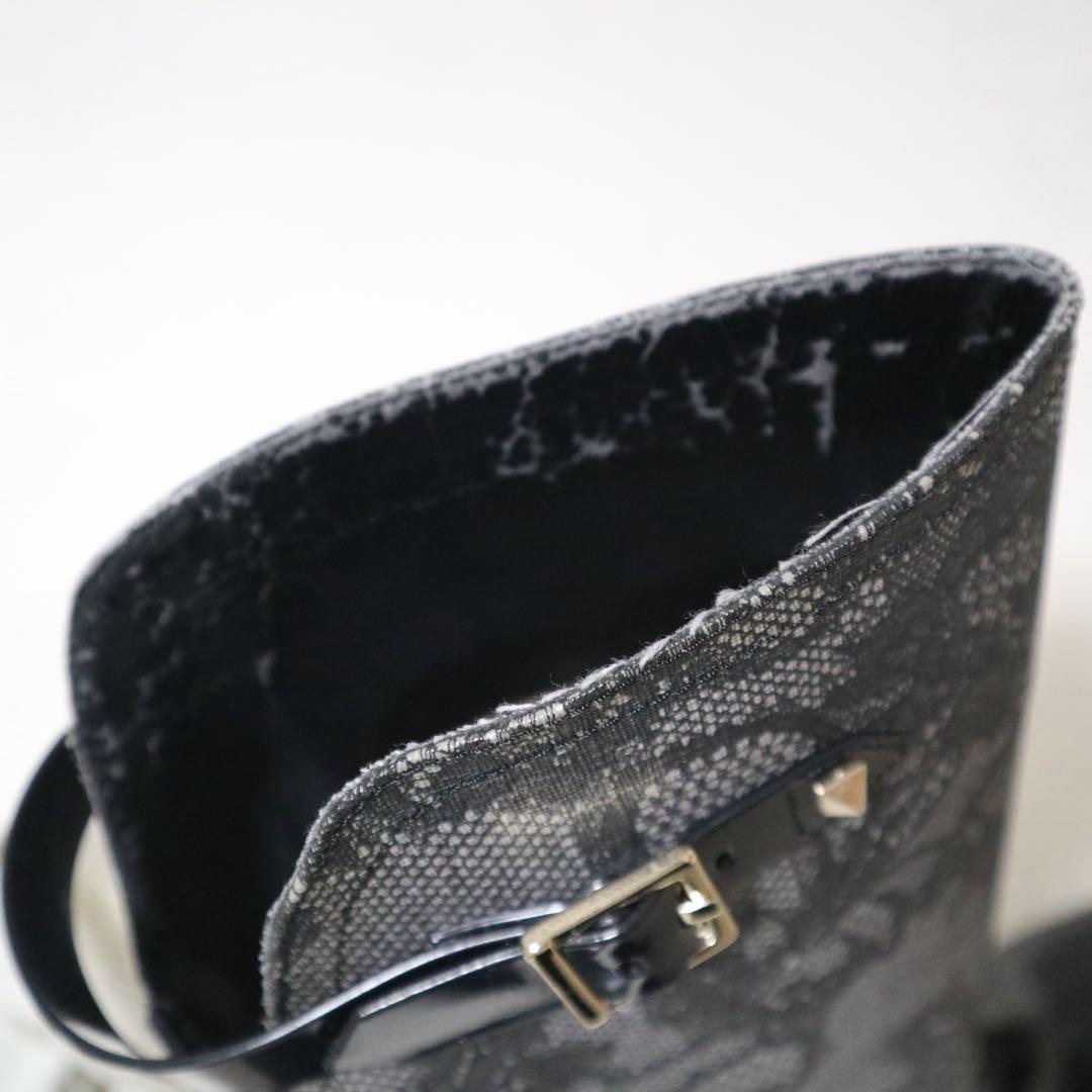 ヴァレンティノ レインブーツ 長靴 レース 刺繍 スタッズ ベルト