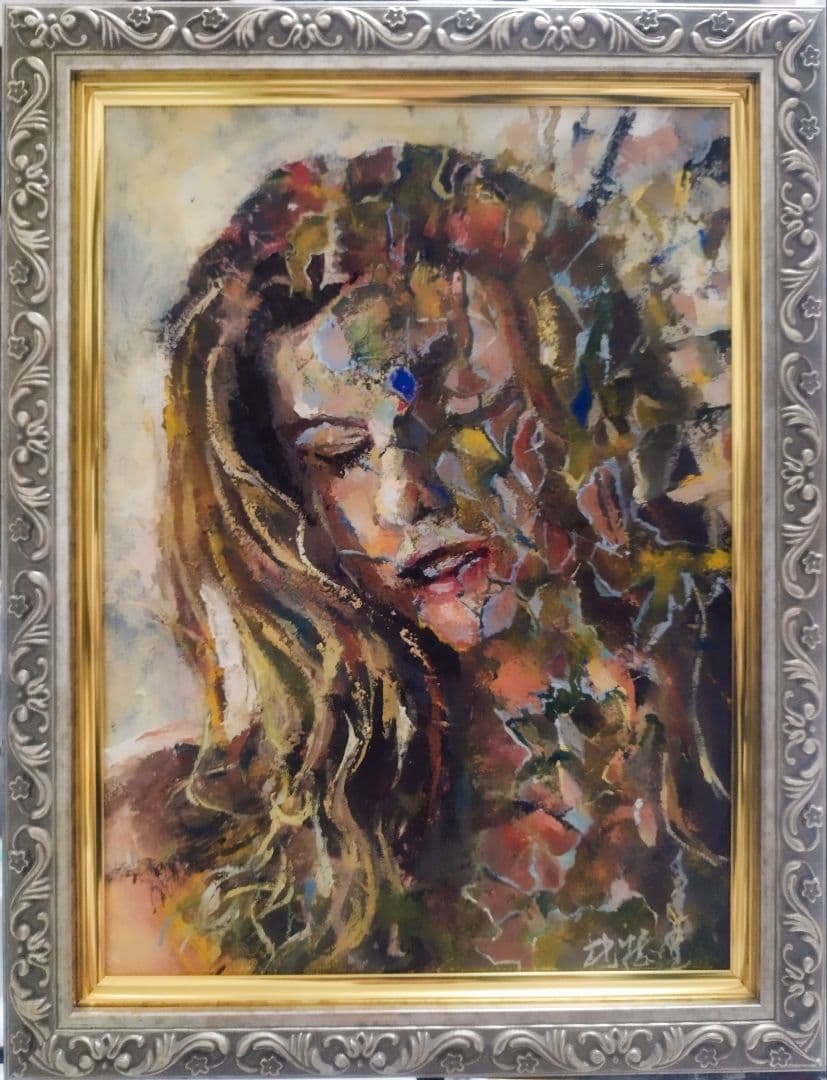 『静寂花開』 油絵 油彩画 アート インテリア 開運 幸運 yuniho1692a.jpg