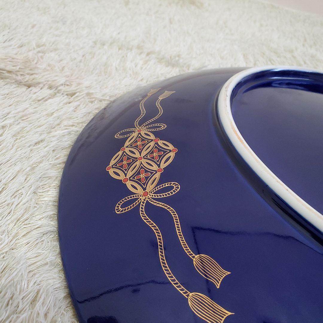 希少✨有田焼 静山作 金彩鶴絵柄 大皿 直径約46cm 特大 色絵皿 ひろき