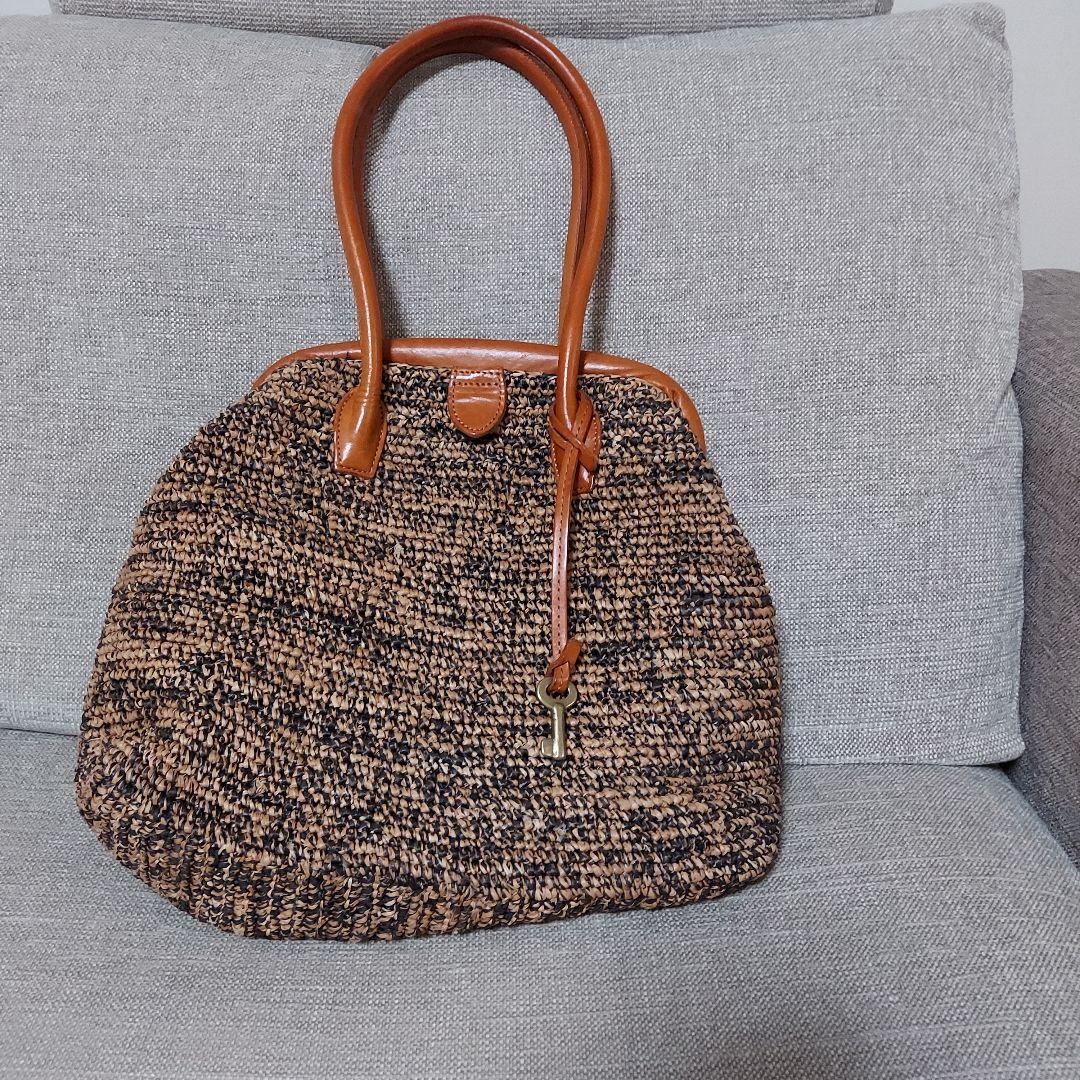 お値下げ　モノノグ　ラファア　かごバッグ　ショルダー　日本製 かご・バスケット・雑貨 - menui | 中身がさっと取り出せる ラフィアの