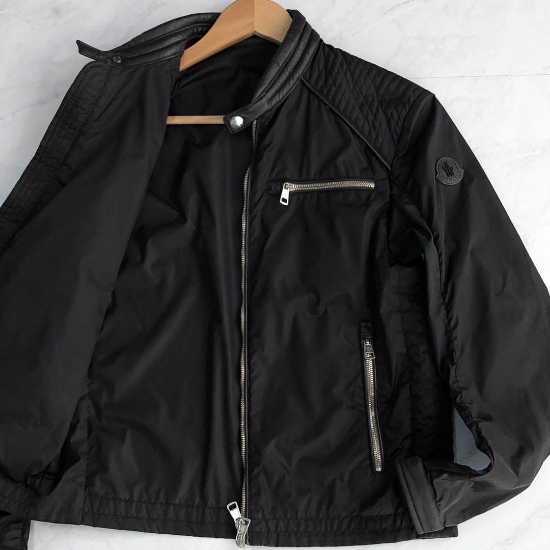 【極美品】MONCLER ナイロンジャケット ライダース レザー マグリア 黒 極美品】MONCLER ナイロンジャケット ライダース レザー マグリア 黒