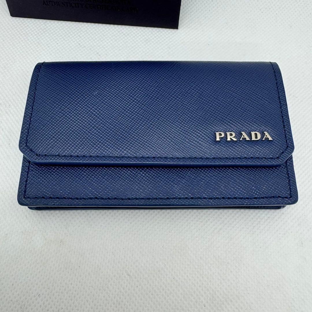 PRADA ネイビー 名刺入れ サフィアーノレザー プラダ PRADA カードケース LOGO LETTERING PORTACARTE DI CRED