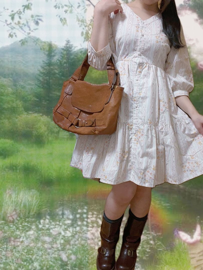 リズリサ 姫カジ 森ガール ストライプフラワーワンピース 花柄 - メルカリ