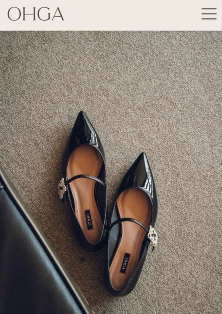 ohga オーガ ビジュー 22.5センチ BLKブラック メリージェーン ohga オーガ ビジュー 22.5センチ BLKブラック メリージェーン