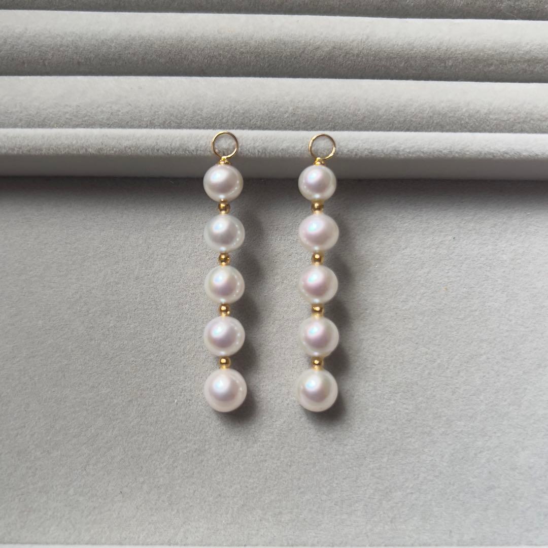 GSTV K18 YG 有核淡水真珠 チャーム パール約7.0㎜ ピアリング - メルカリ