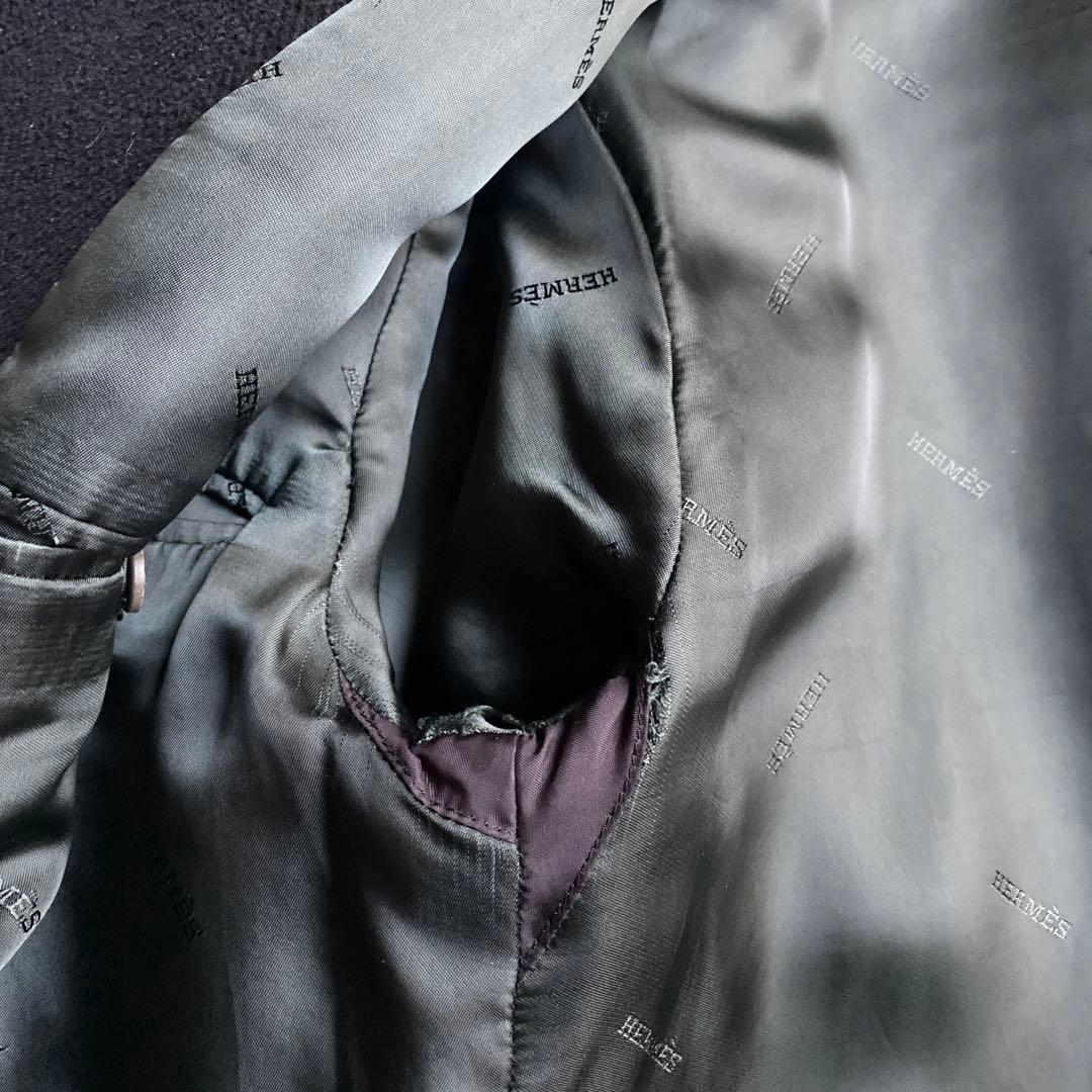 希少】HERMES エルメス ダッフルコート ヴィンテージ 50 ブラック 黒