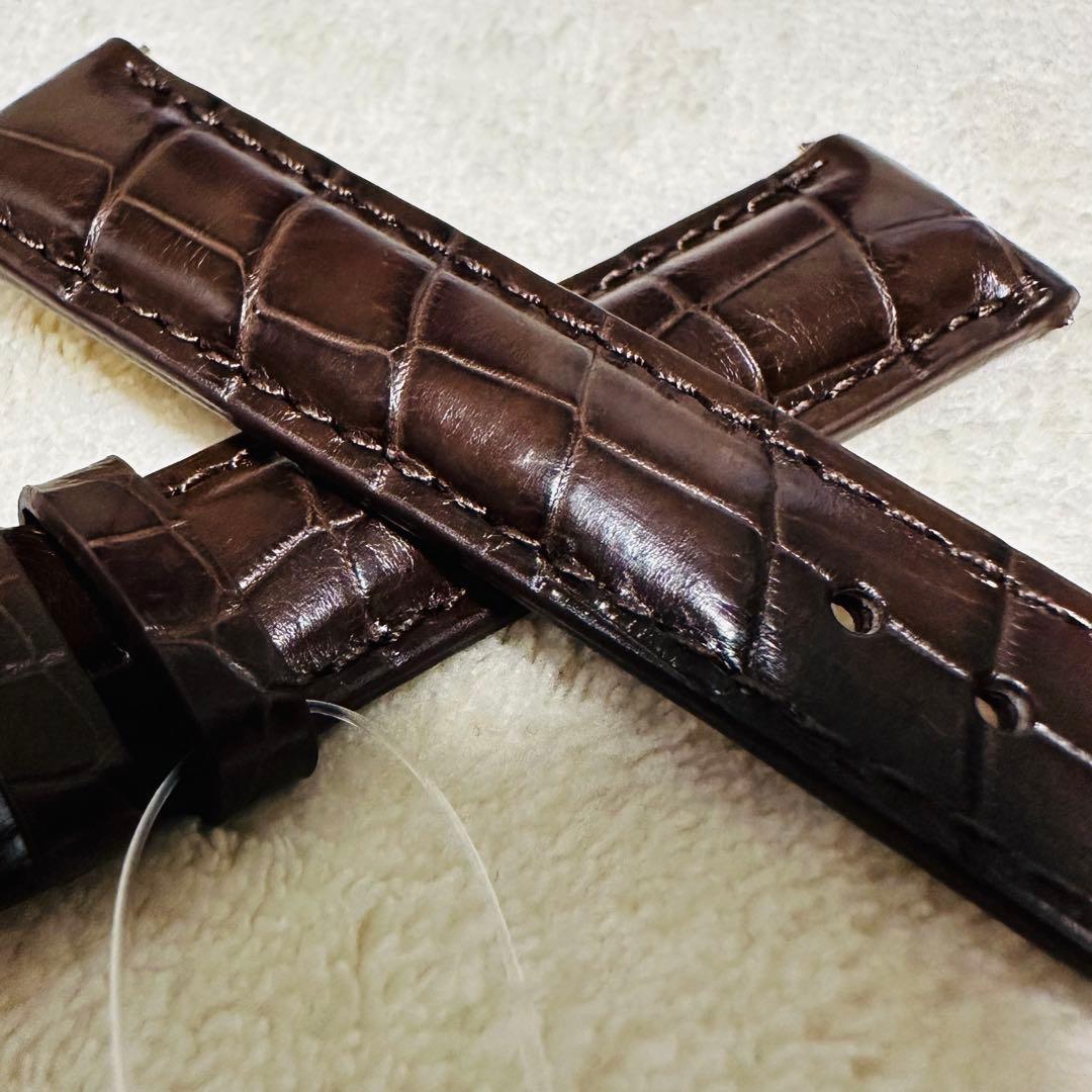 1009#18mm-16mmダークブラウン☆本物クロコダイルベルト☆スイス製