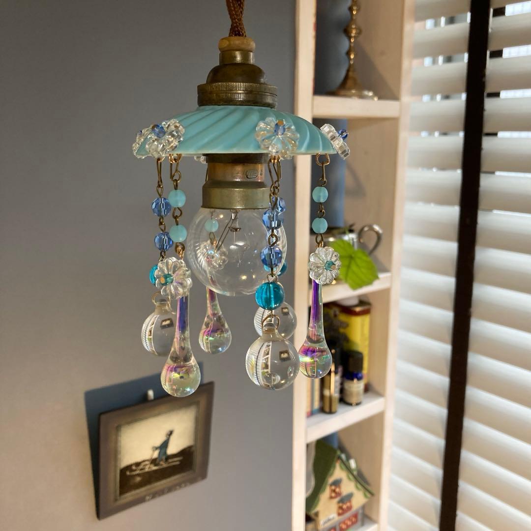 ミニシャンデリア 19世紀 フランス オパールセント アンティーク 超