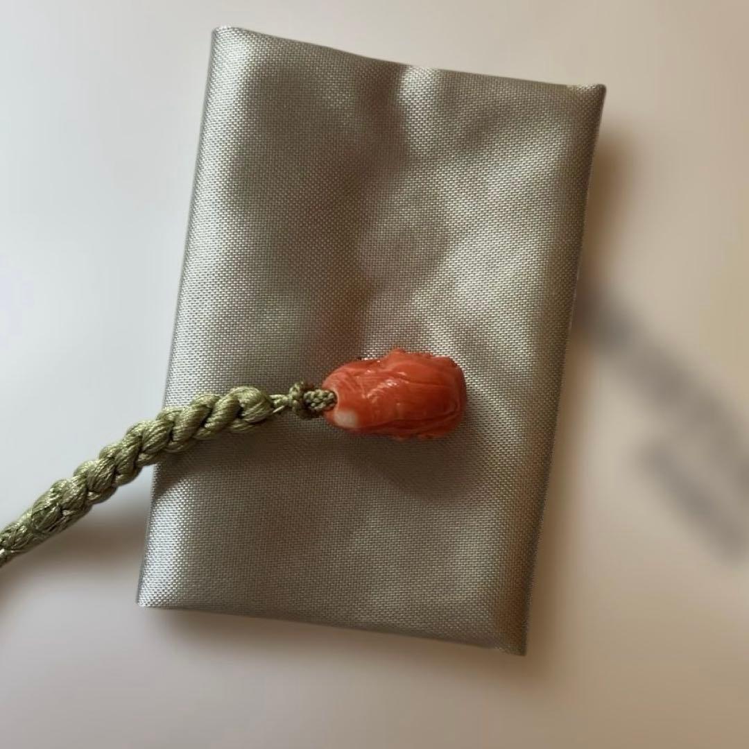 谷口康隆 珊瑚 根付 おかめ ひょっとこ 両面彫チャーム ストラップ