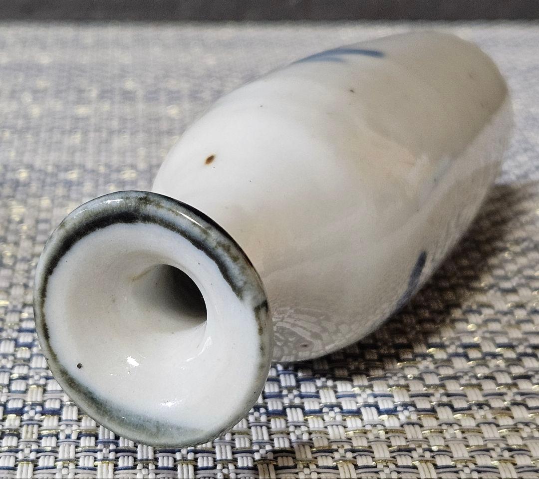 中国古美術 中国古陶磁器 清朝清代 青華 染付 水辺に鳥