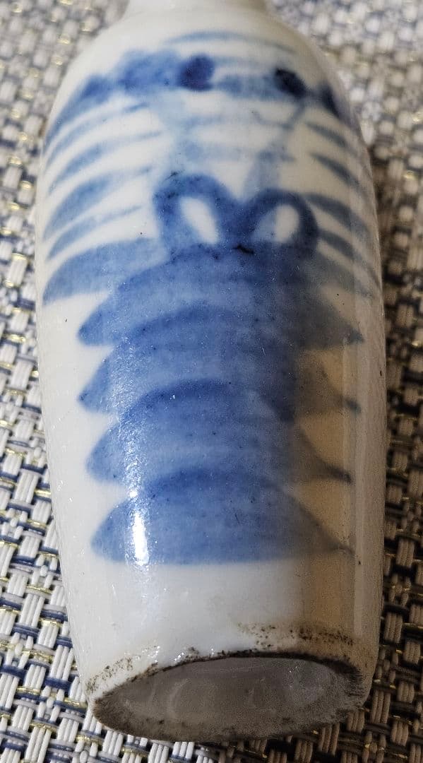 中国古美術 中国古陶磁器 清朝清代 青華 染付 水辺に鳥