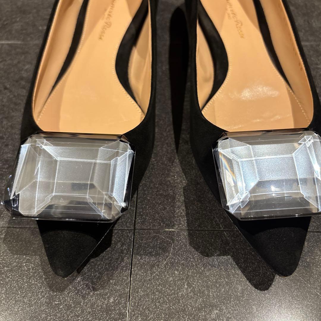 ジャンヴィトロッシ ビジューフラットパンプス36 スエード ヒール