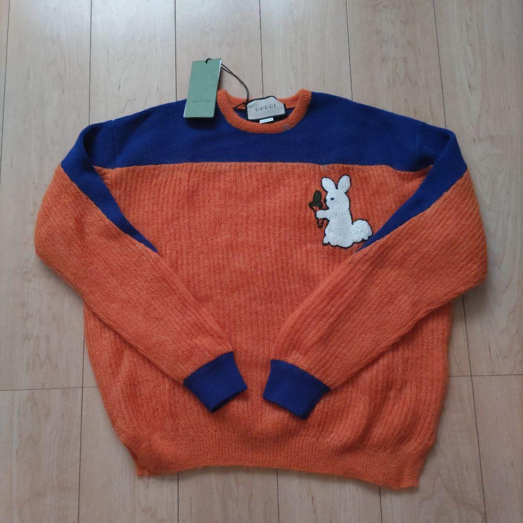 GUCCI新品未使用 ウサギ刺繍オレンジ青ニットセーター S - メルカリ