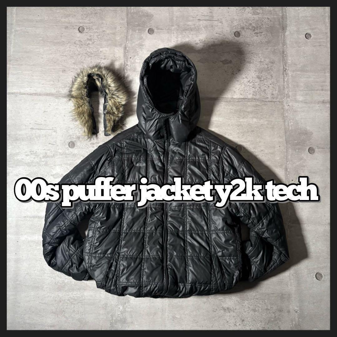 00s archive hooded far puffer jacket y2k - メルカリ
