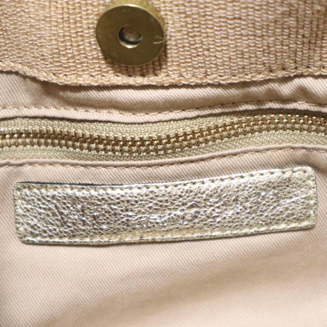 美品☆ヴィオラドーロ かごバッグ ラフィア タッセル ラメ ネイビー