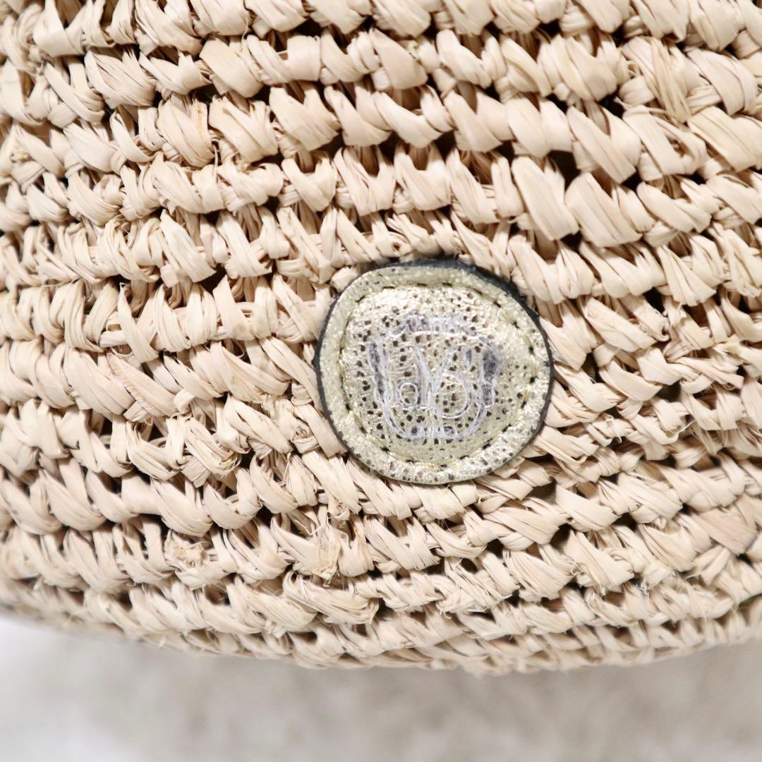 美品☆ヴィオラドーロ かごバッグ ラフィア タッセル ラメ ネイビー