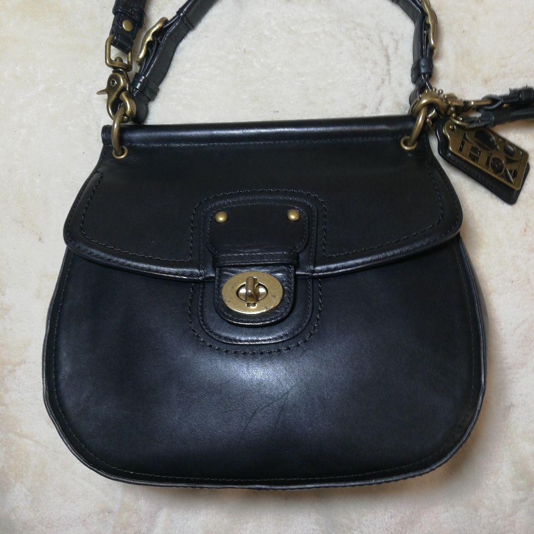 コーチ 2WAY 黒レザー ショルダーバッグ 19132 - メルカリ