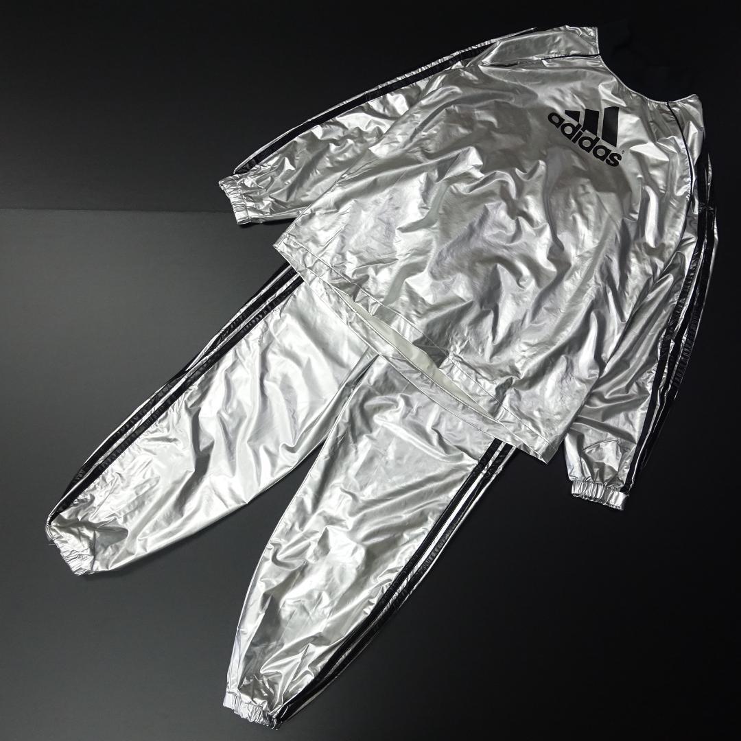 adidas アディダス ナイロンセットアップ スーツ シルバー Y3K - メルカリ