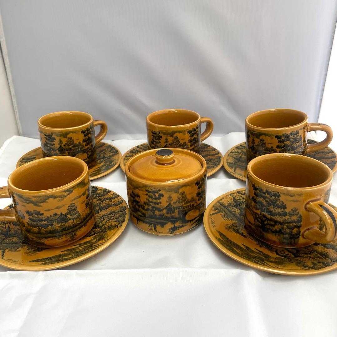 昭和レトロ 飴色 カップ&ソーサー 陶器 5セット - メルカリ