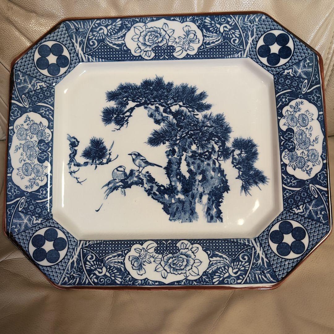 青白磁 八角形 大皿 松と鳥 美品 - メルカリ