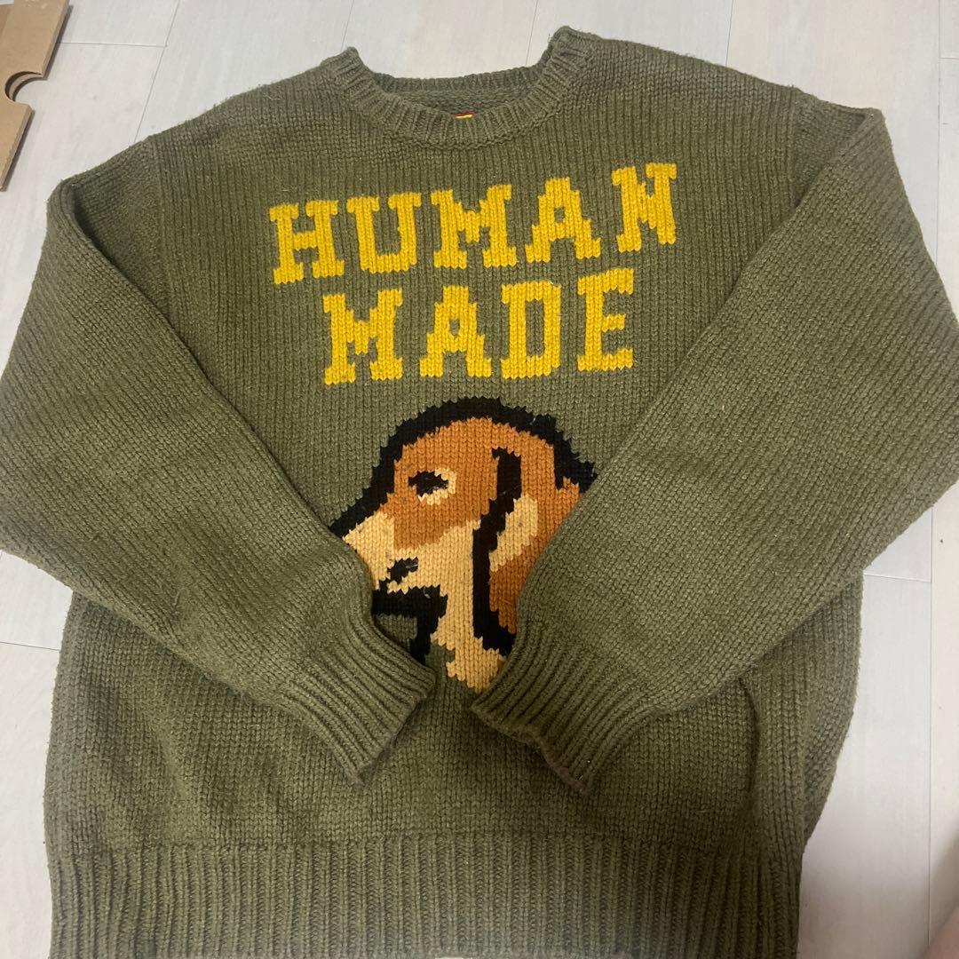 HUMAN MADE ニットセーター オリーブ - メルカリ