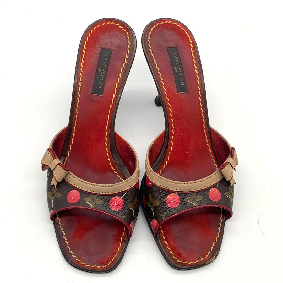 希少 ルイヴィトン モノグラム ミュール チェリー 37（23.5～24.0