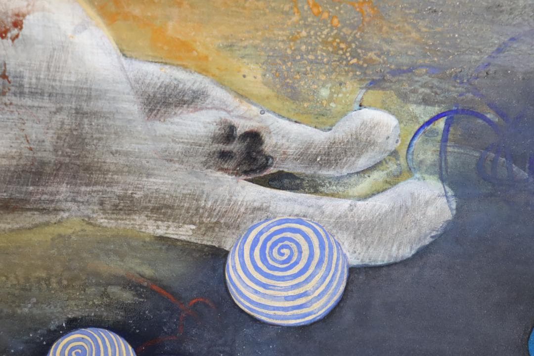 真作保証 竹内浩一 「閑 (犬)」日本画12号 共シール 過去一傑作品