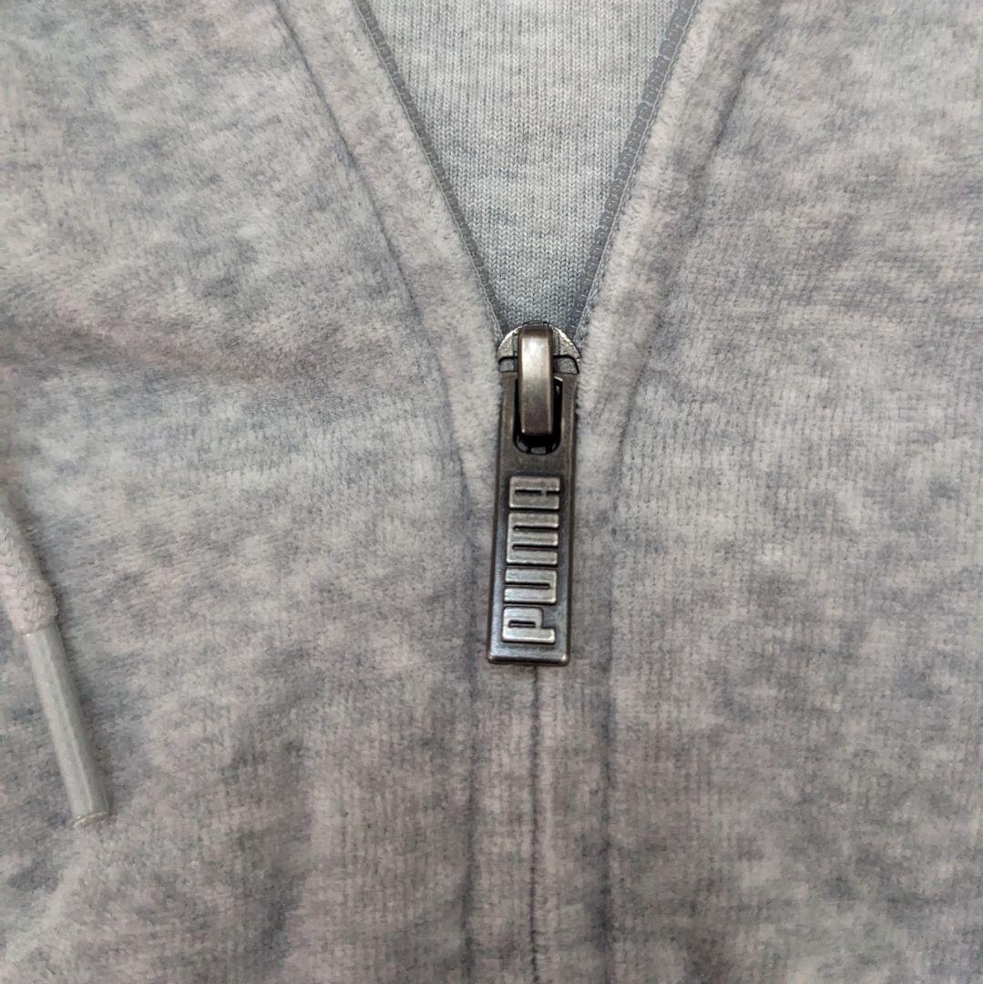 y2k PUMA ベロア トラックジャケット フード グレー シルバー サイズL