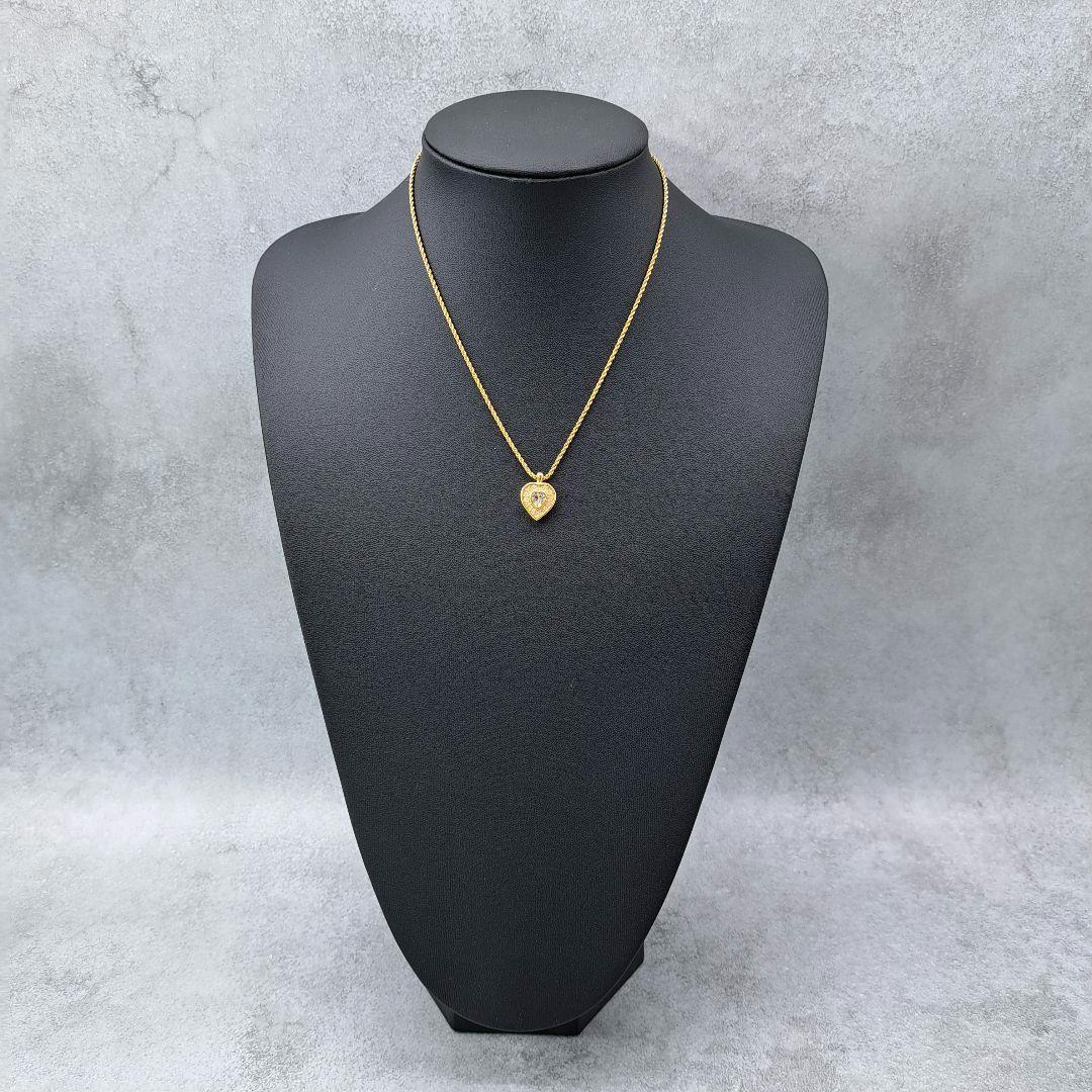 美品 Dior ディオール ネックレス ゴールド ハート ラインストーン