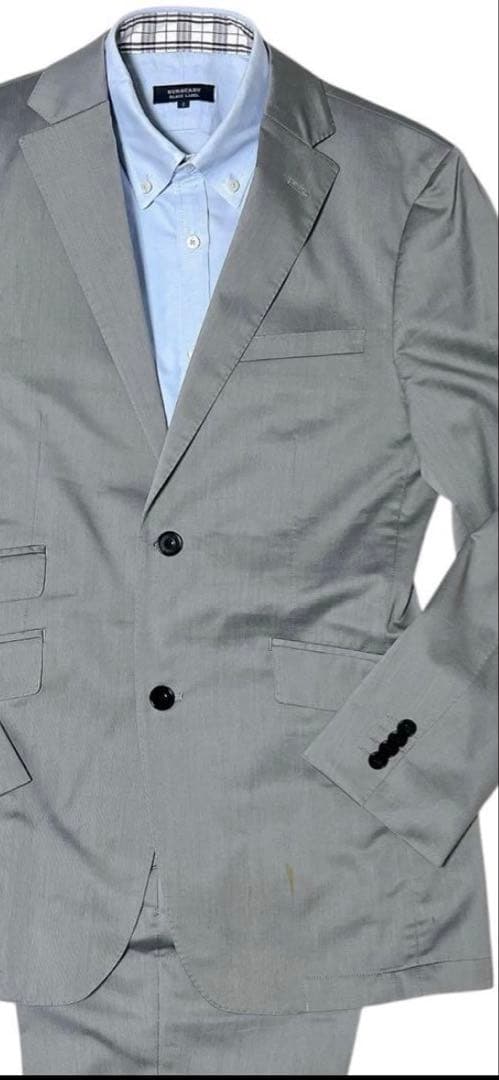 極美品 バーバリーブラックレーベル スーツセットアップ グレー M