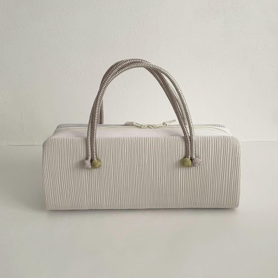 和装バッグ 横長 利休 バッグ 小田巻 淡い藤色 正絹 日本製 - メルカリ