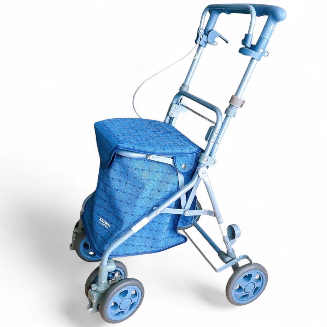 美品】 島製作所 リズムRWC ブルー シルバーカー 折りたたみ RYTHEM