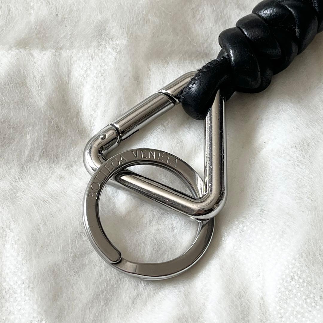 ボッテガヴェネタ トライアングル キーリング レザー 黒 ブラック