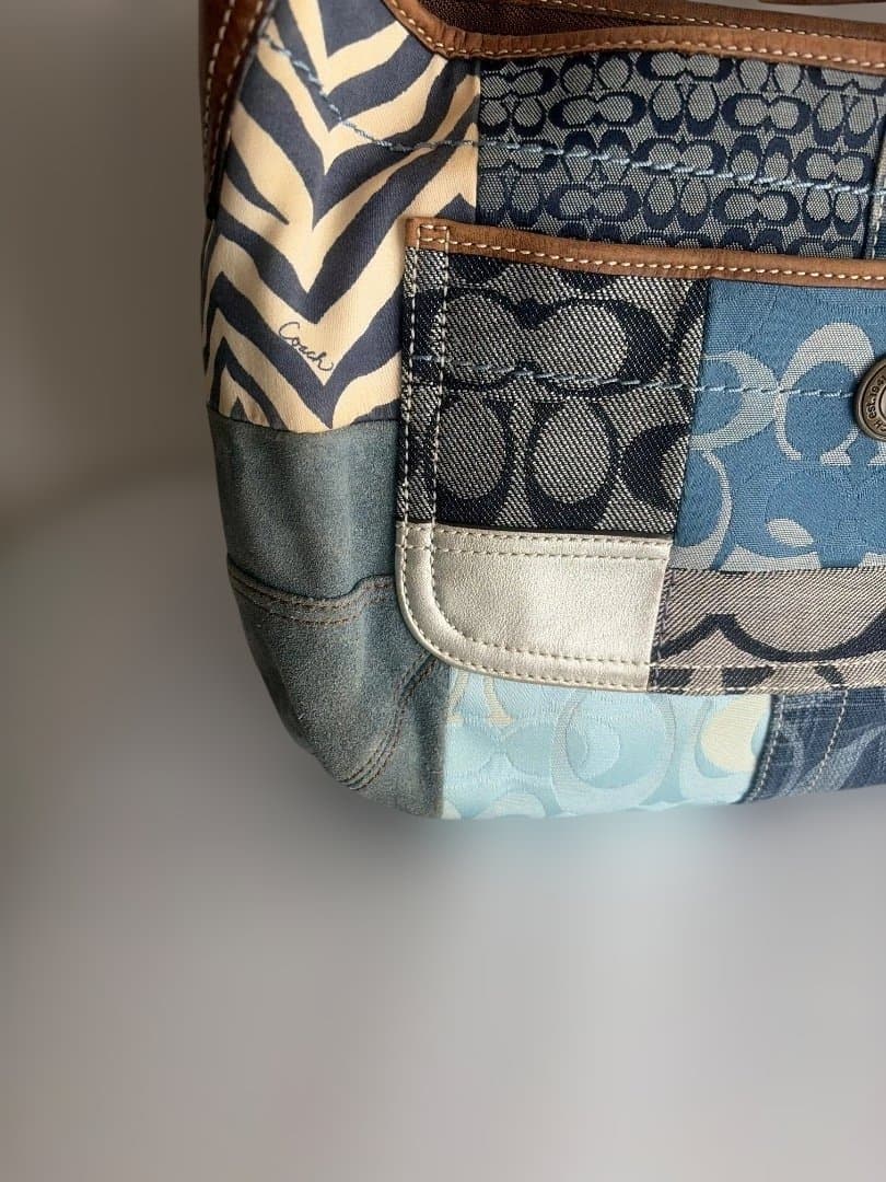 コーチ パッチワーク デニム ワンショルダーバッグ10808