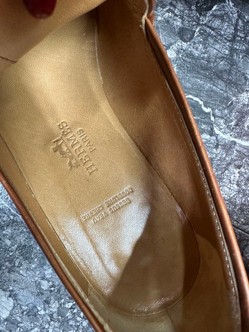 年末セール処分HERMES 37ブラウンレザー ローファー