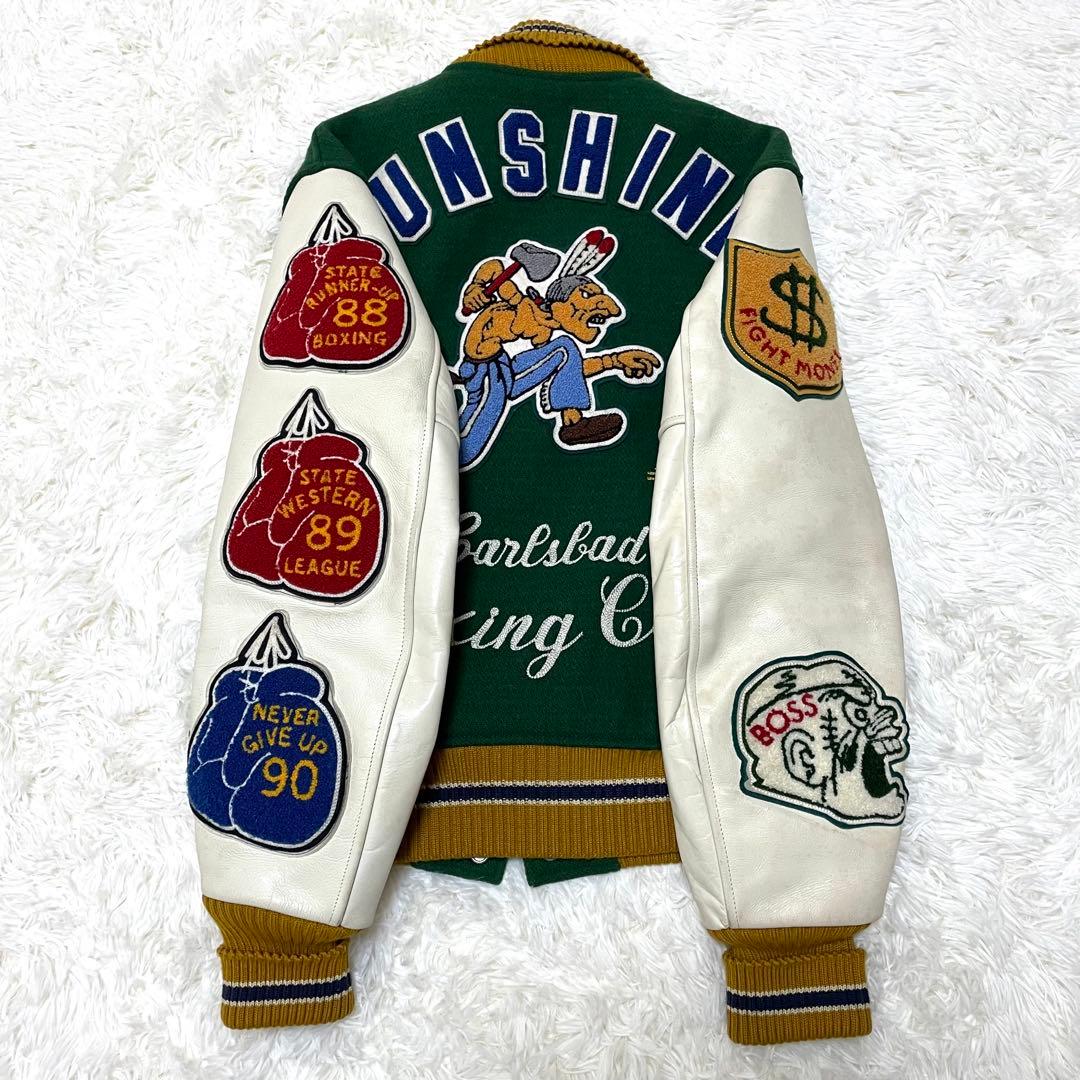 Whitesville スタジャン 38 M相当 袖レザー ボクシングモチーフ - メルカリ