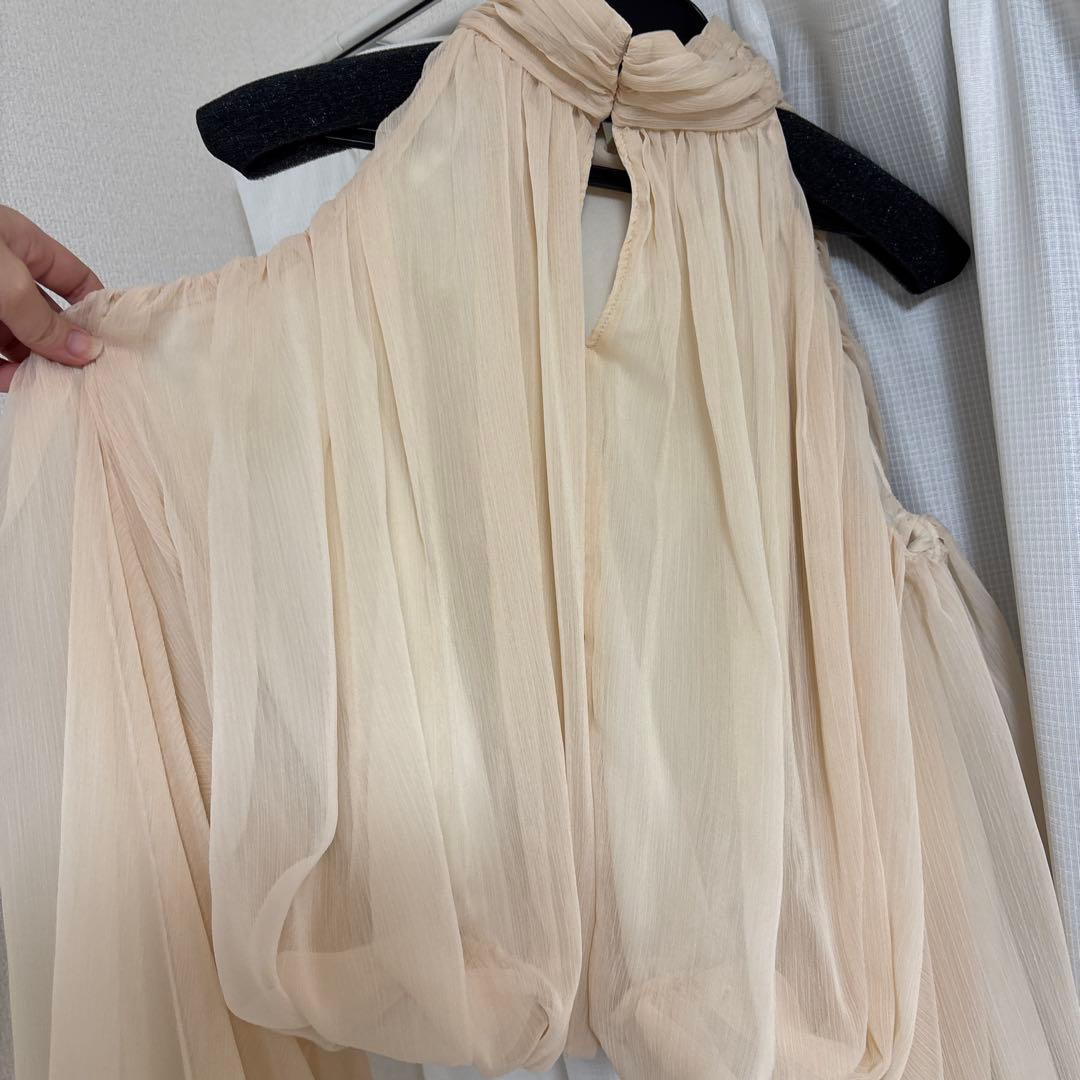 anuans シフォンボリュームブラウス ライトベージュ