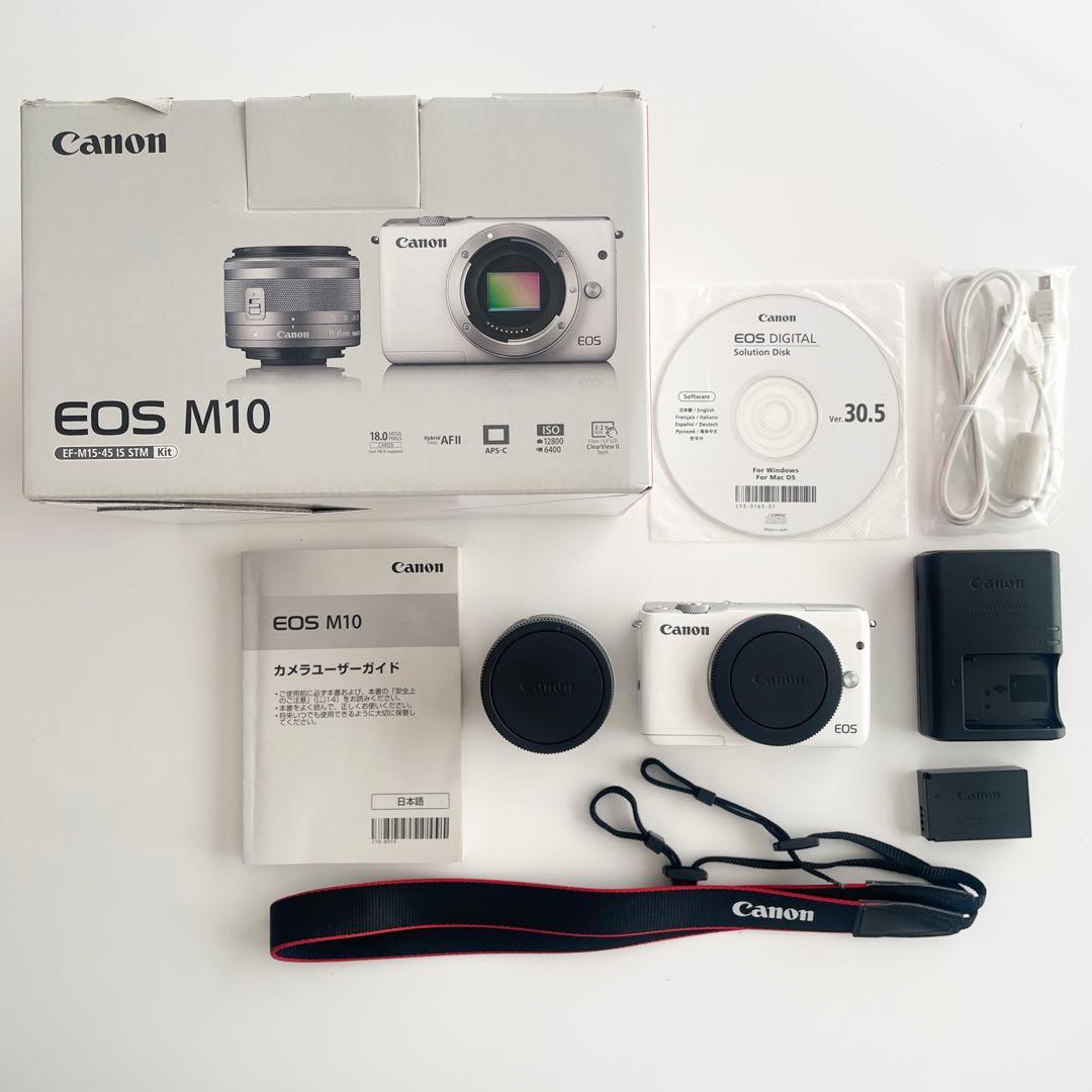 キャノン Canon EOS M10【ミラーレスカメラ】 EOS M10 ミラーレス一眼カメラ ホワイト [ズームレンズ+ズームレンズ